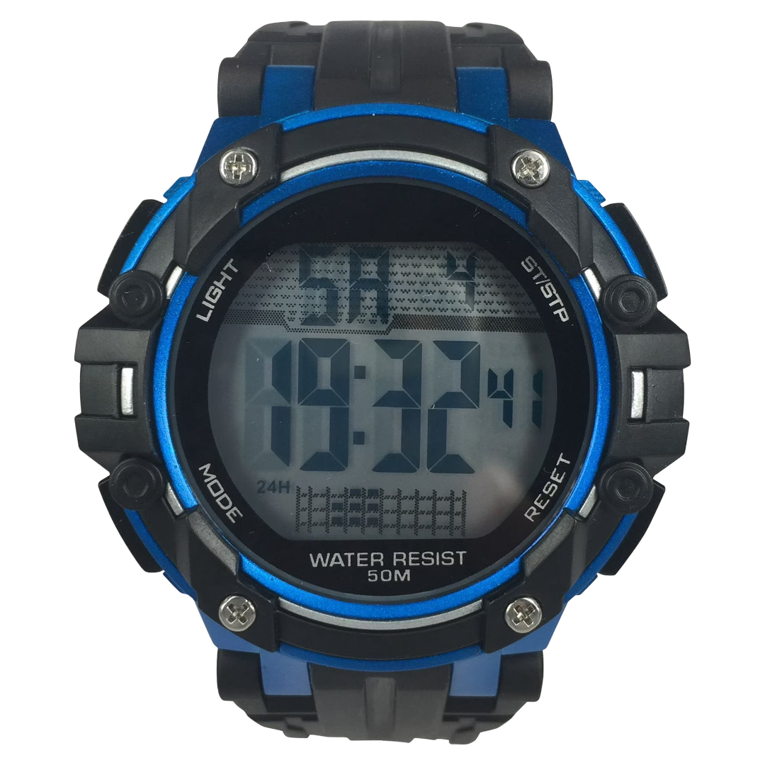 Men’s Digital Sport Watch with Black and Blue Dial
